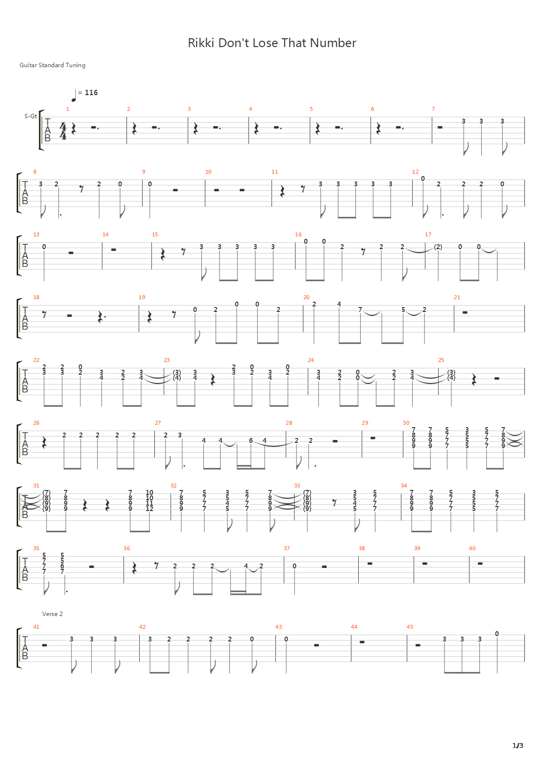 Rikki Dont Lose That Number吉他谱