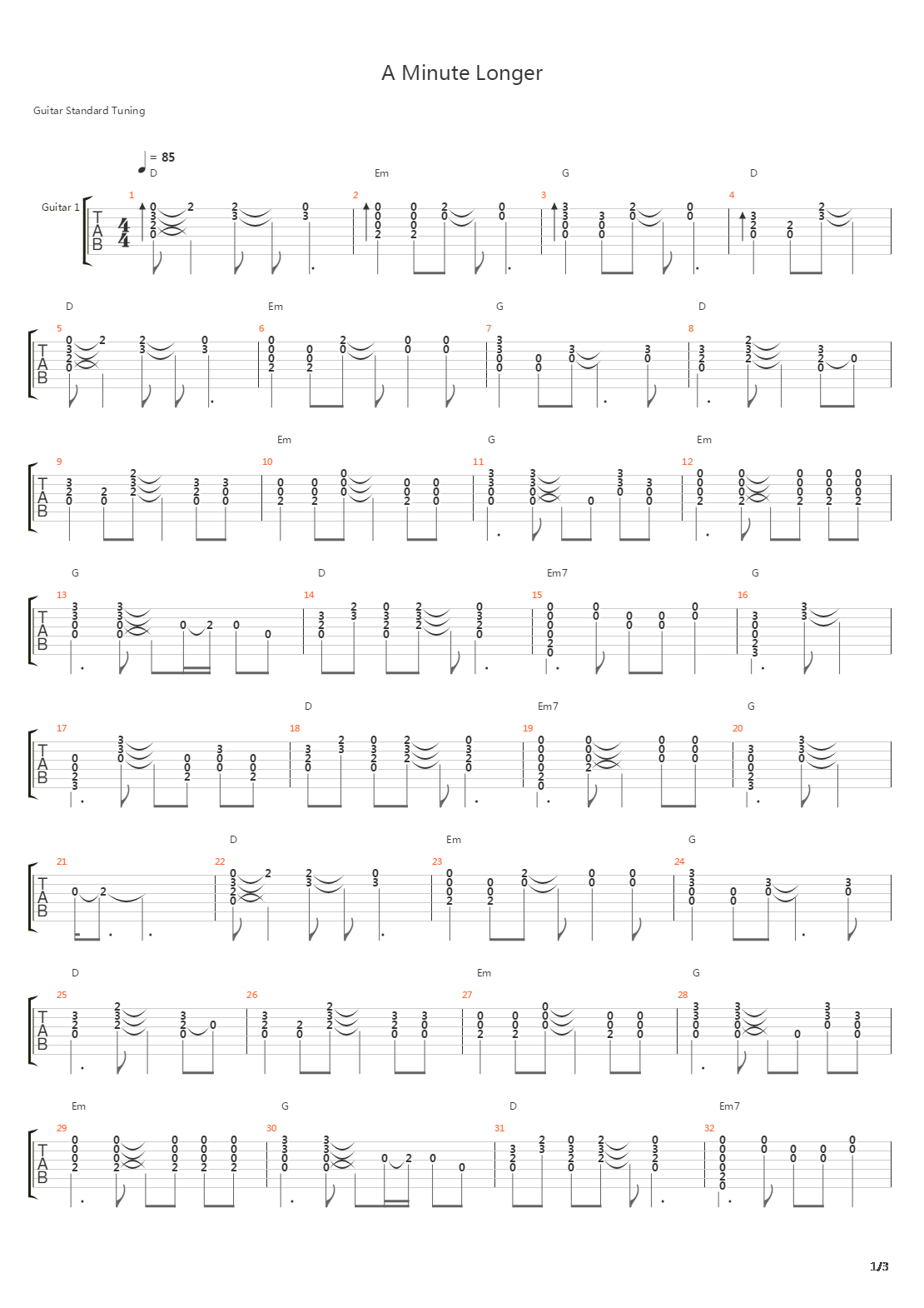 A Minute Longer吉他谱