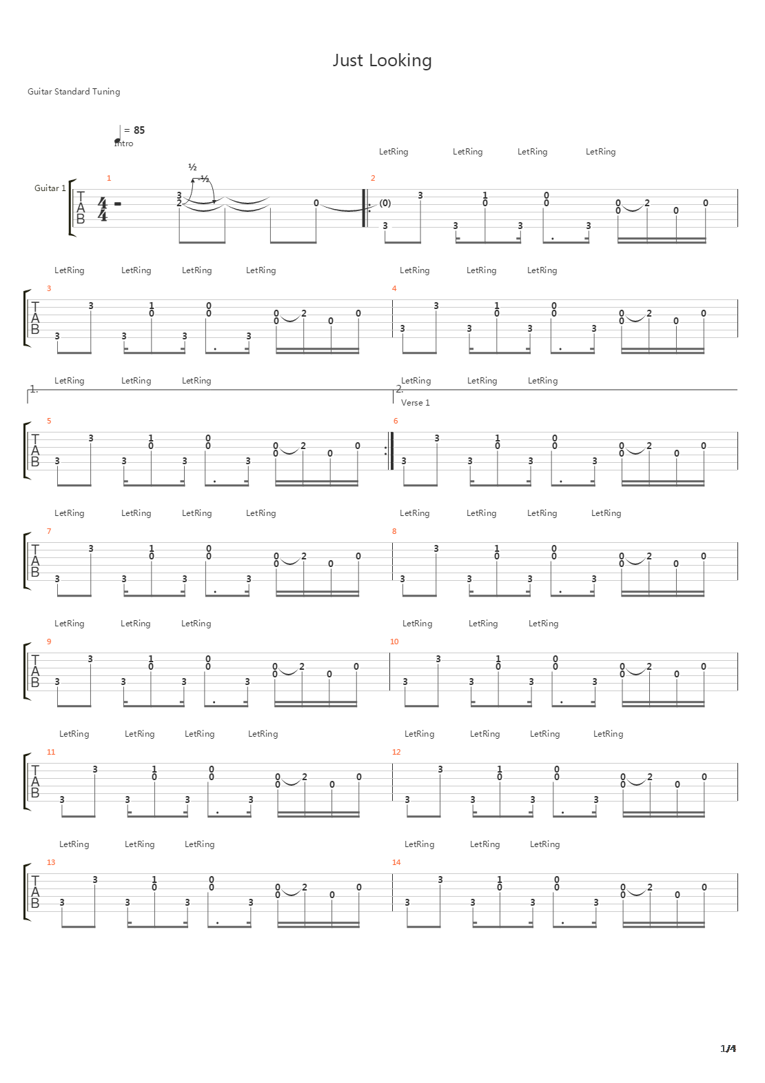 Just Looking吉他谱