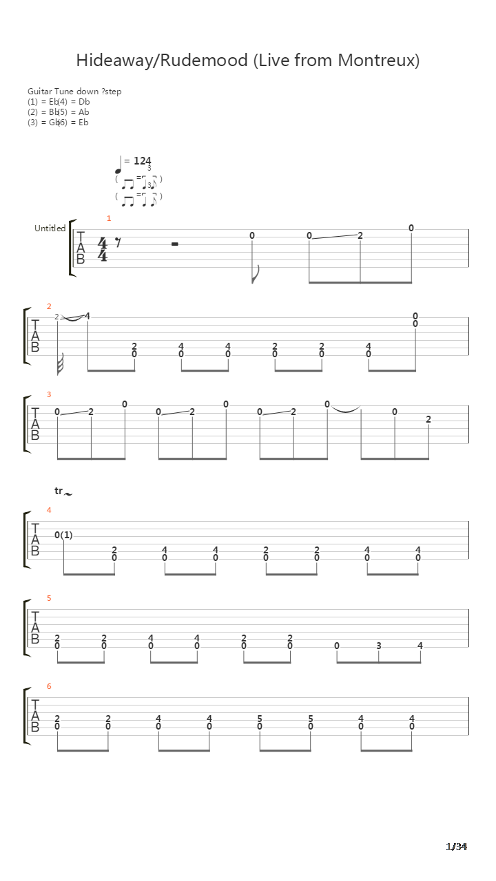 Hideawayrude Mood吉他谱