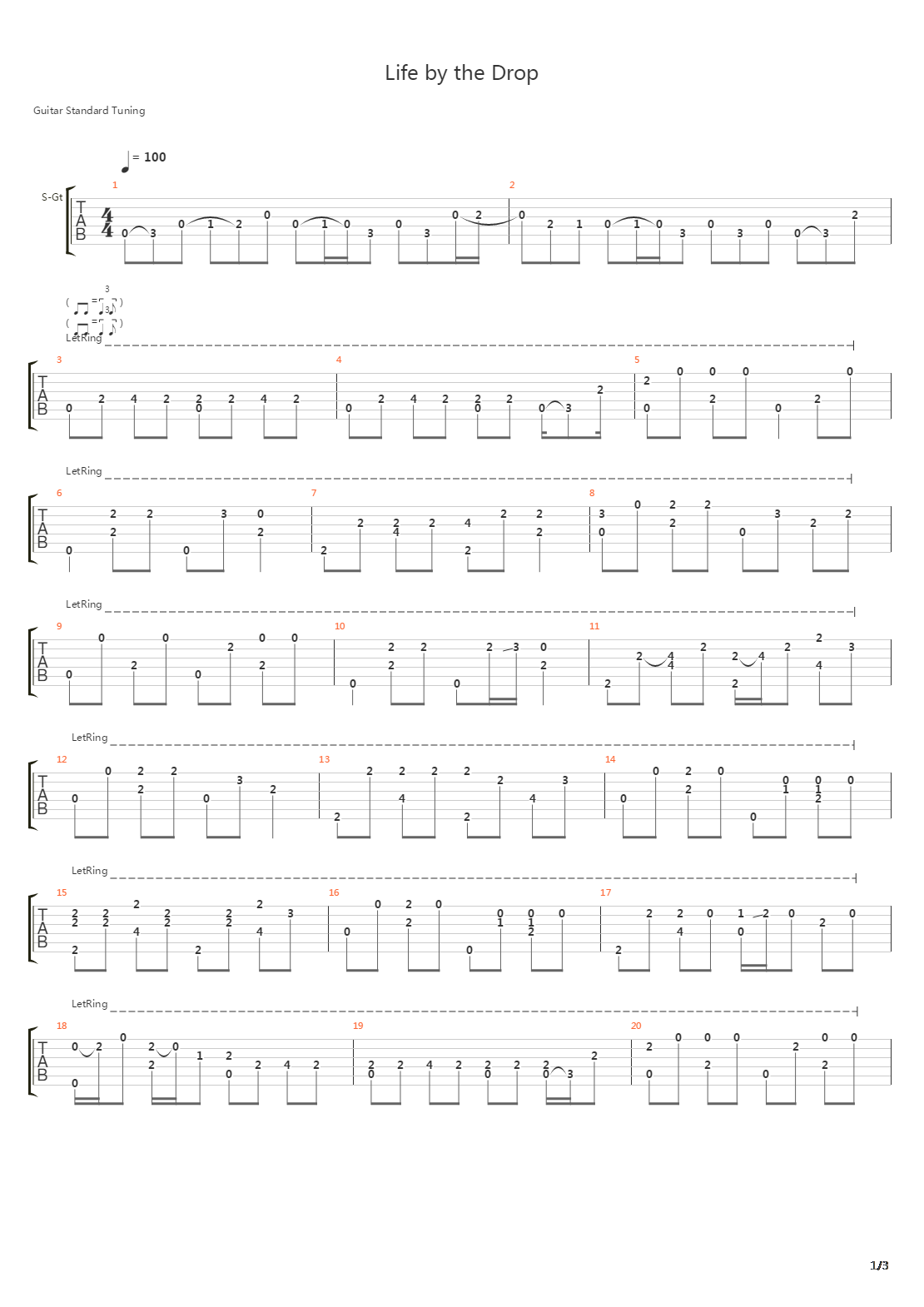 Life By The Drop吉他谱