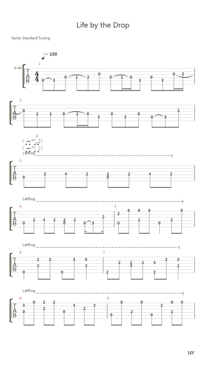 Life By The Drop吉他谱