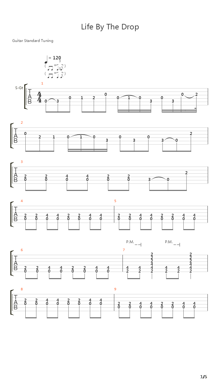 Life By The Drop吉他谱