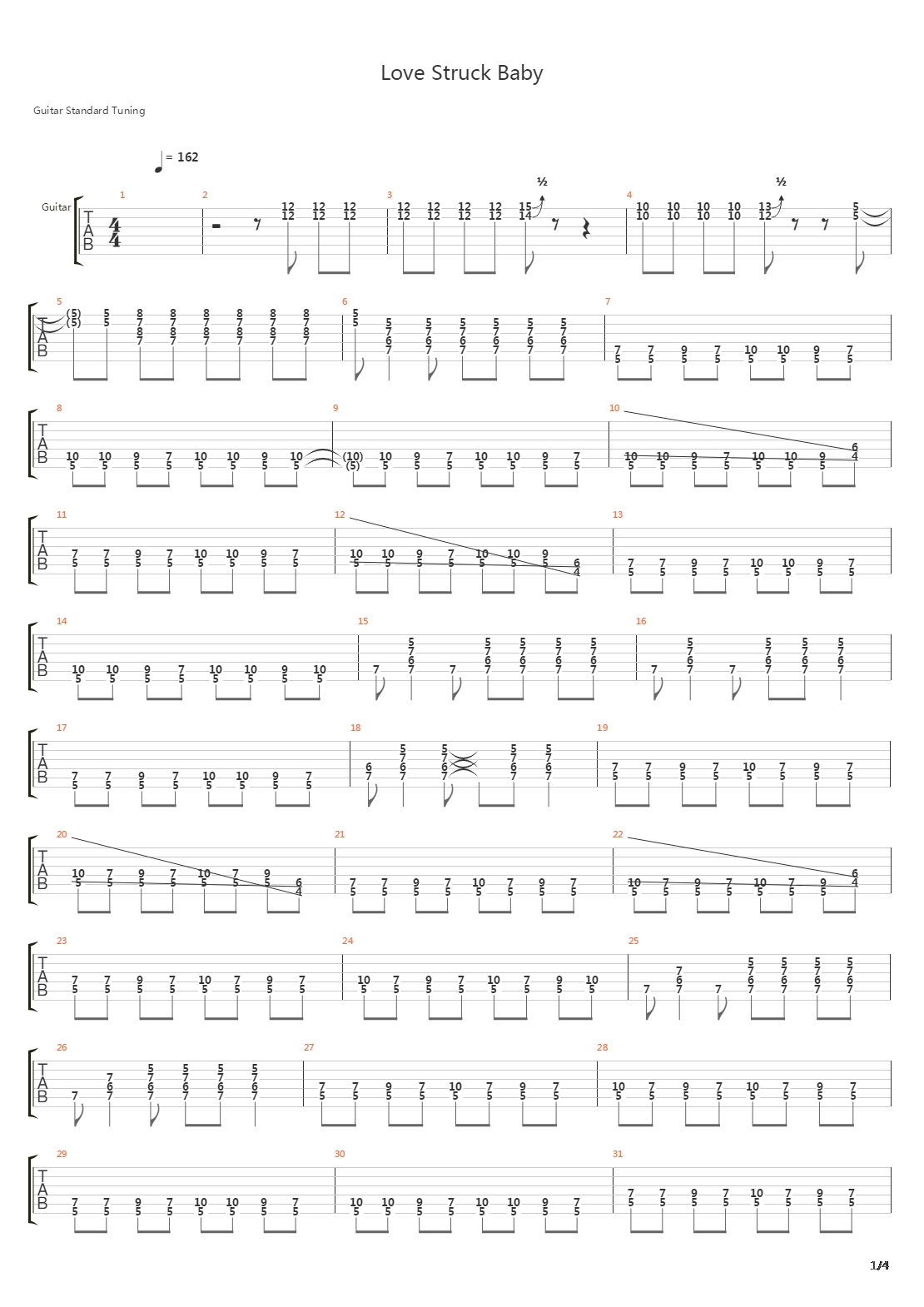 Love Struck Baby吉他谱