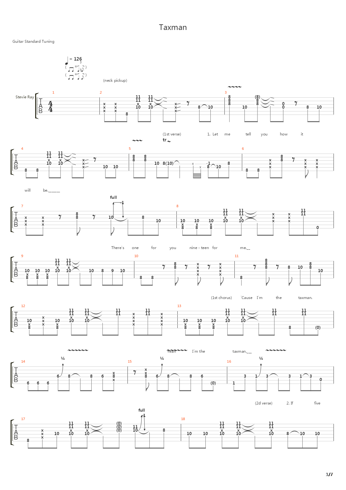 Taxman吉他谱