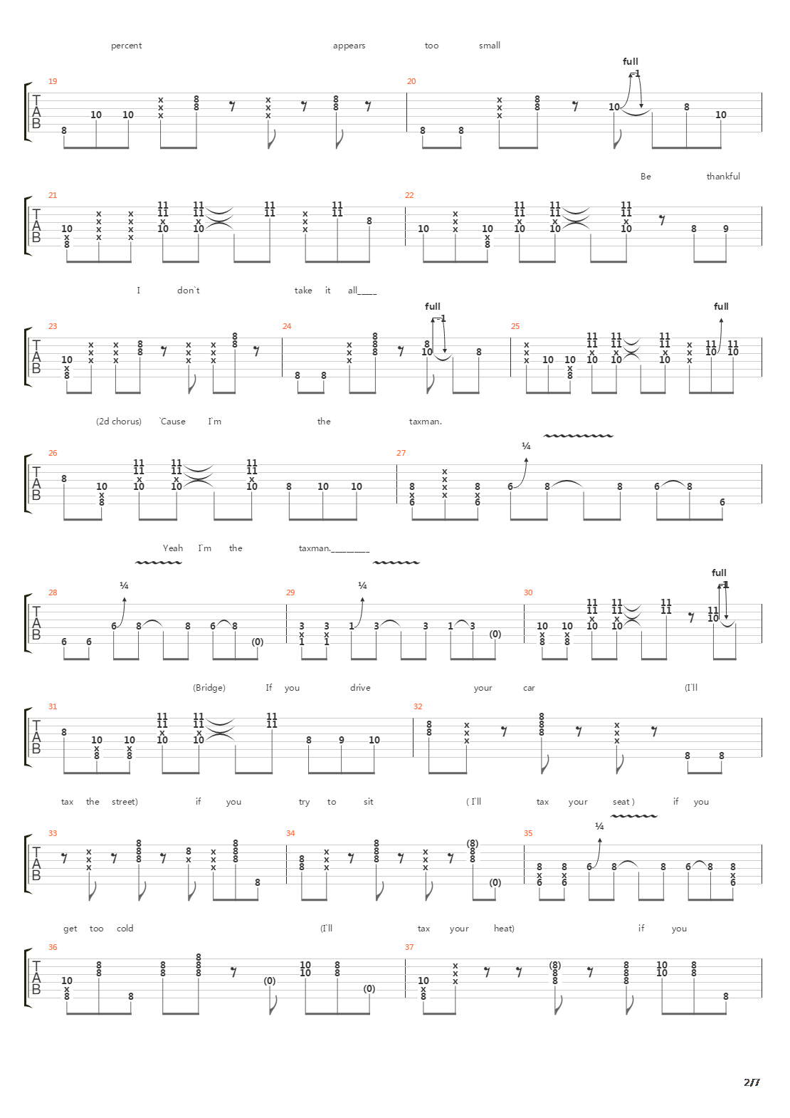 Taxman吉他谱