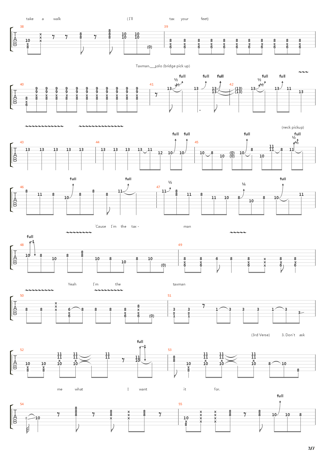 Taxman吉他谱