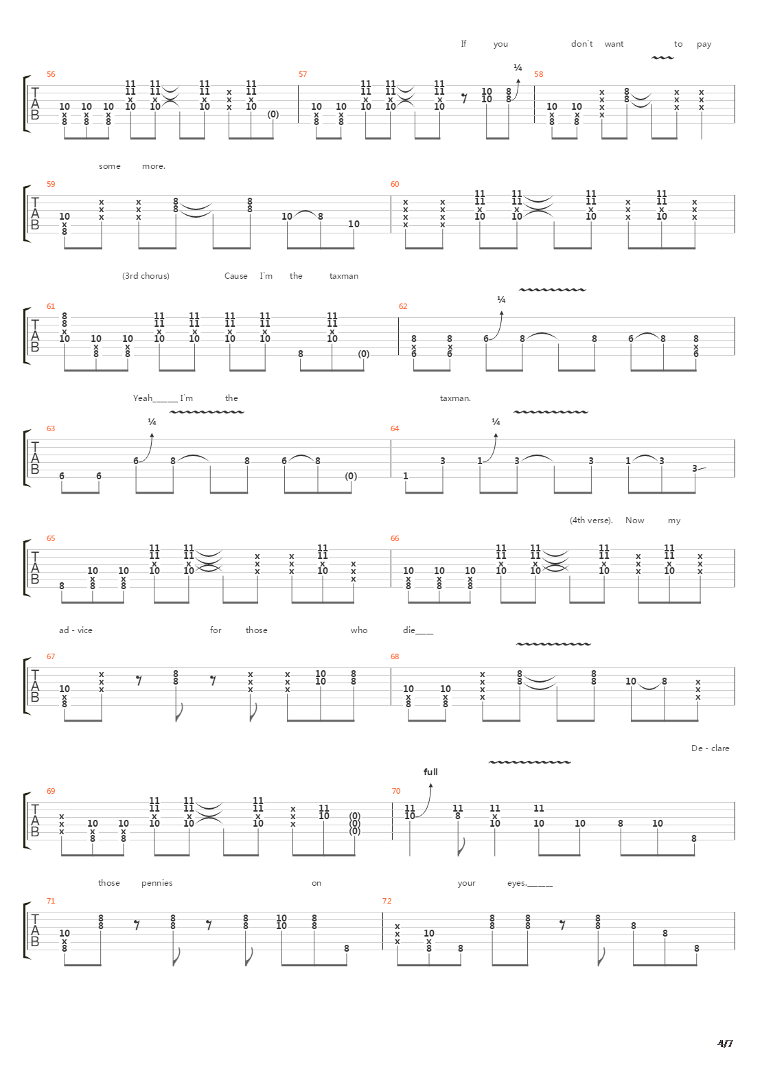 Taxman吉他谱