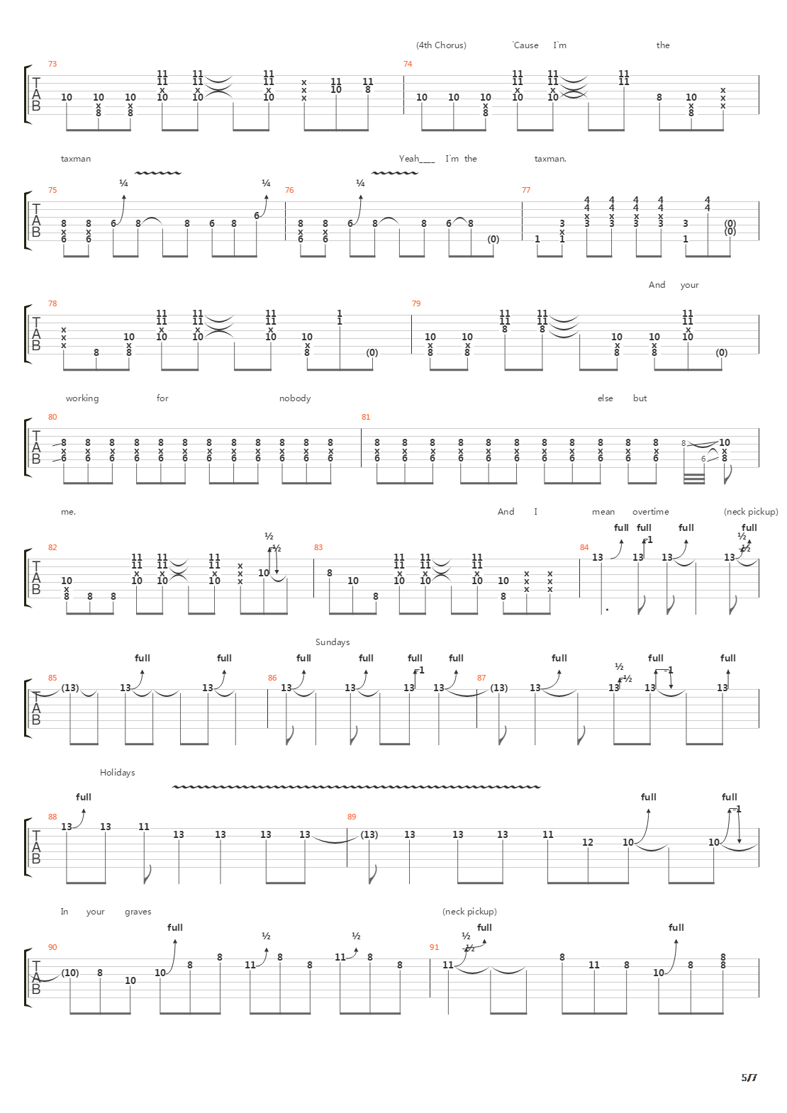 Taxman吉他谱