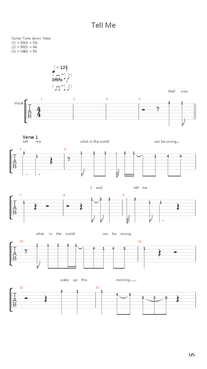 Tell Me吉他谱