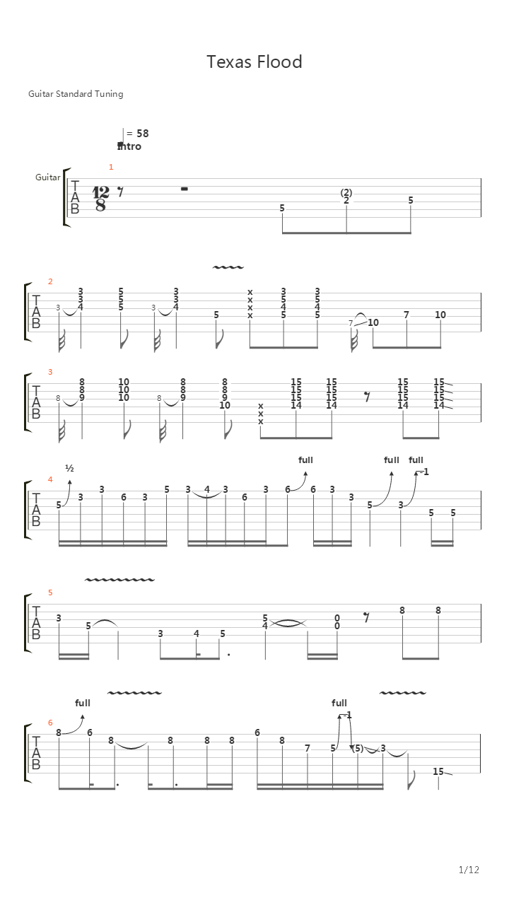 Texas Flood吉他谱
