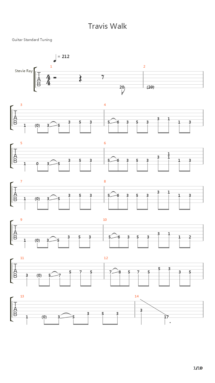 Travis Walk吉他谱