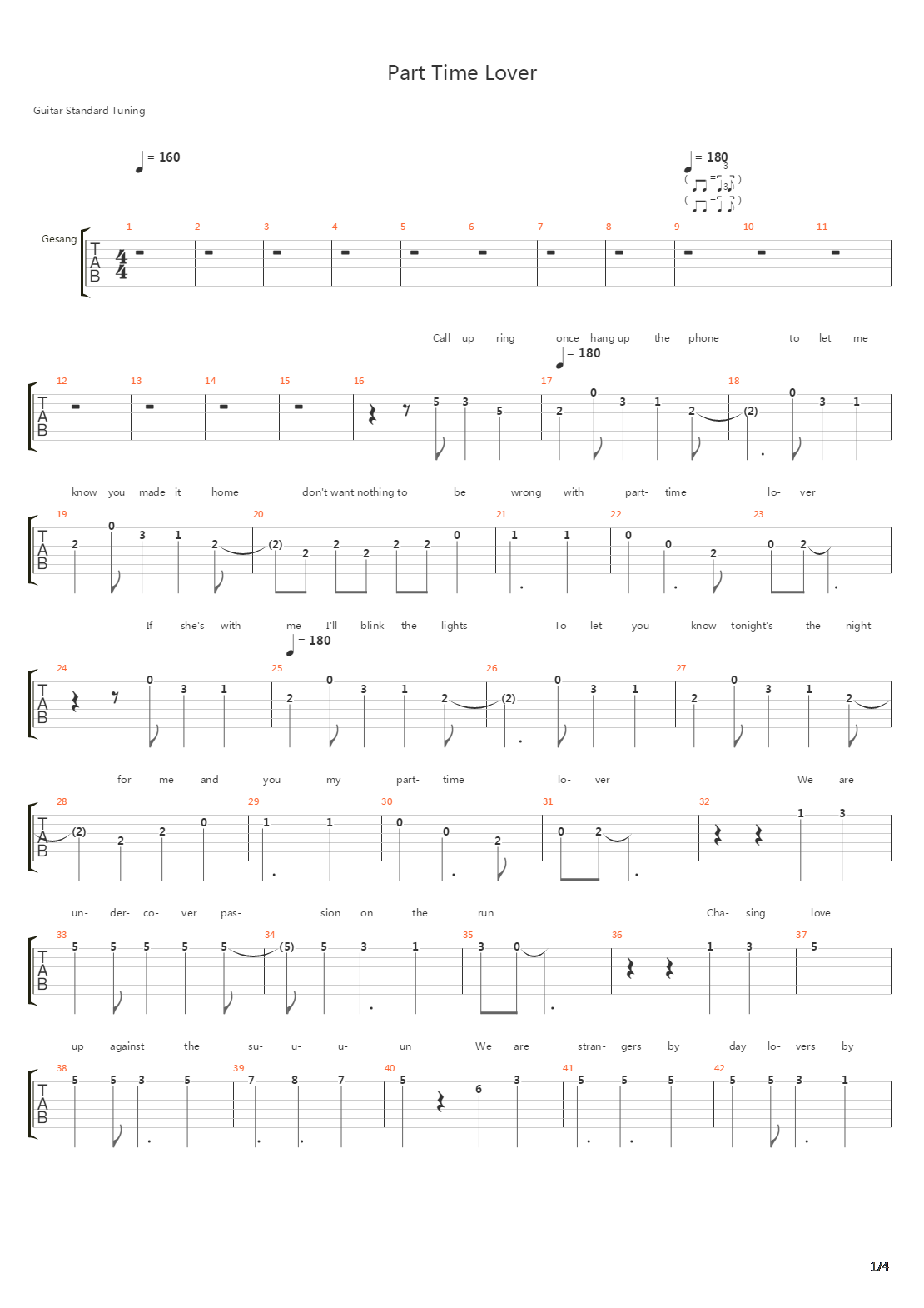 Part-time Lover吉他谱