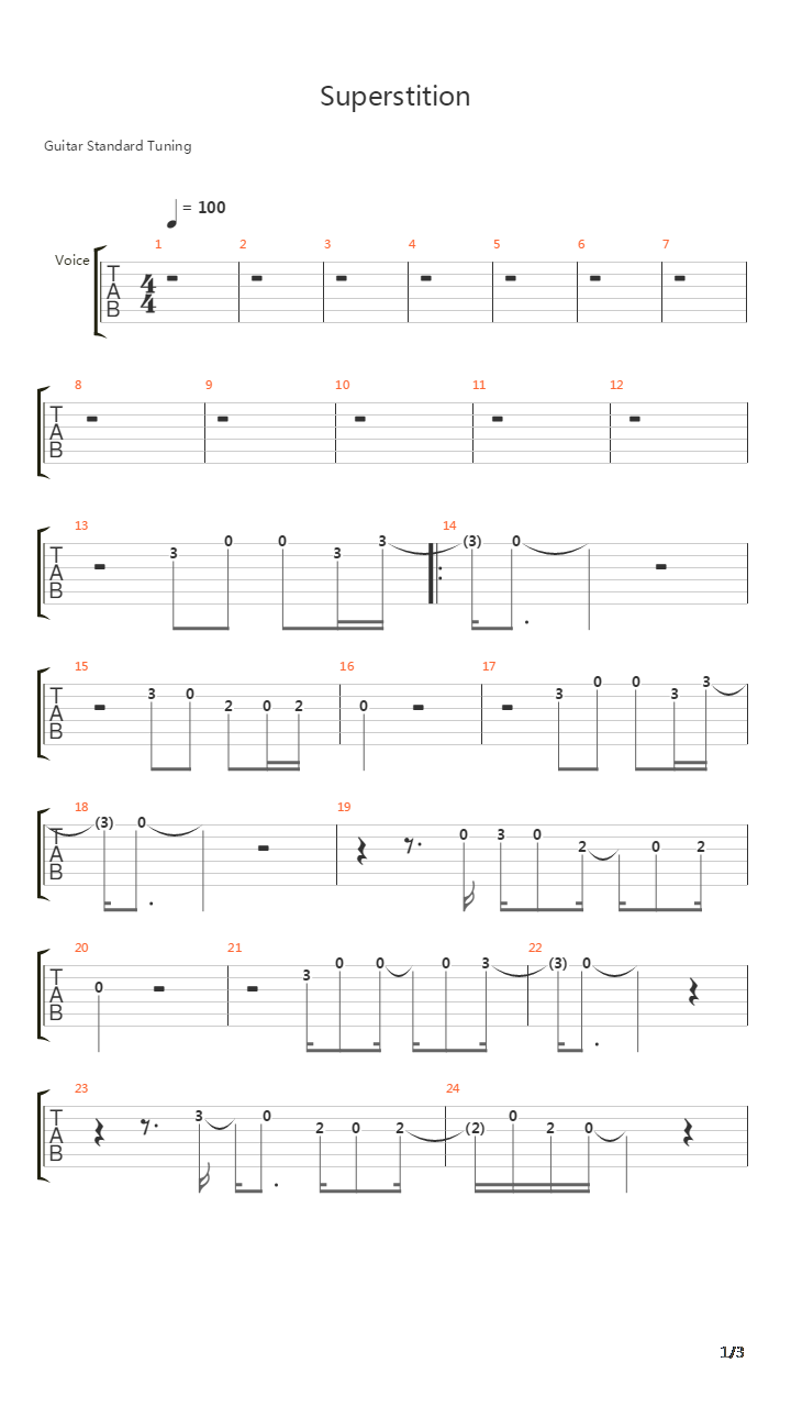 Superstition吉他谱