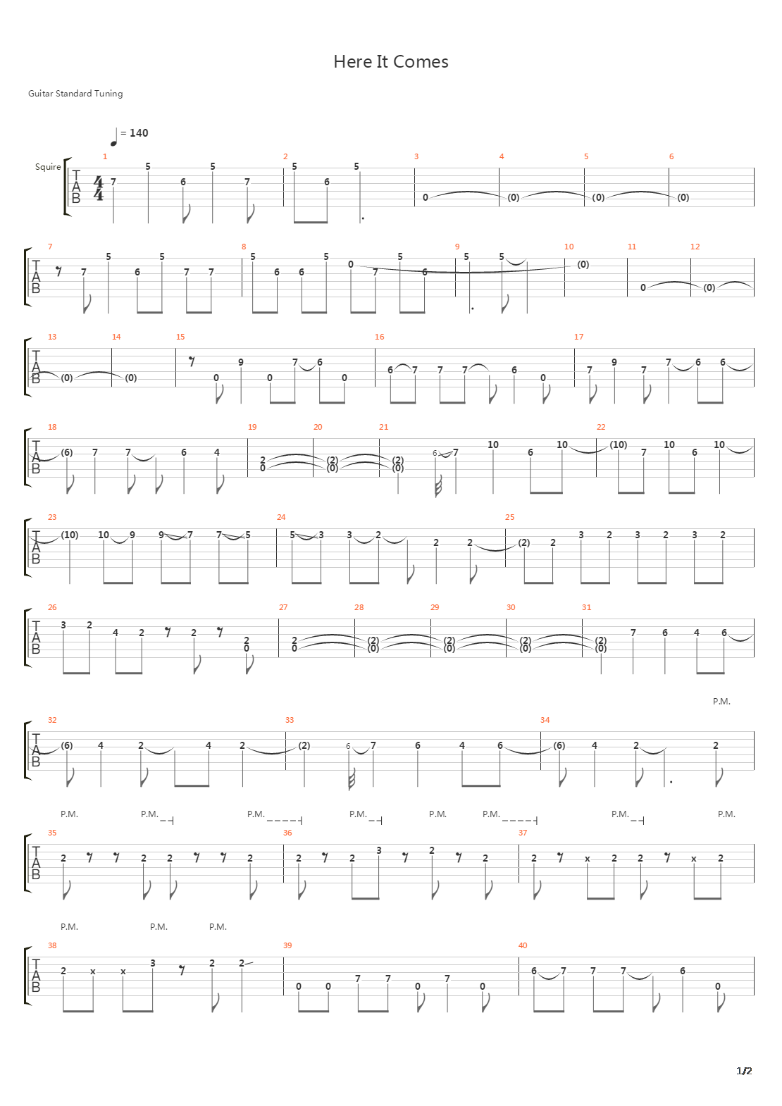 Here It Comes吉他谱