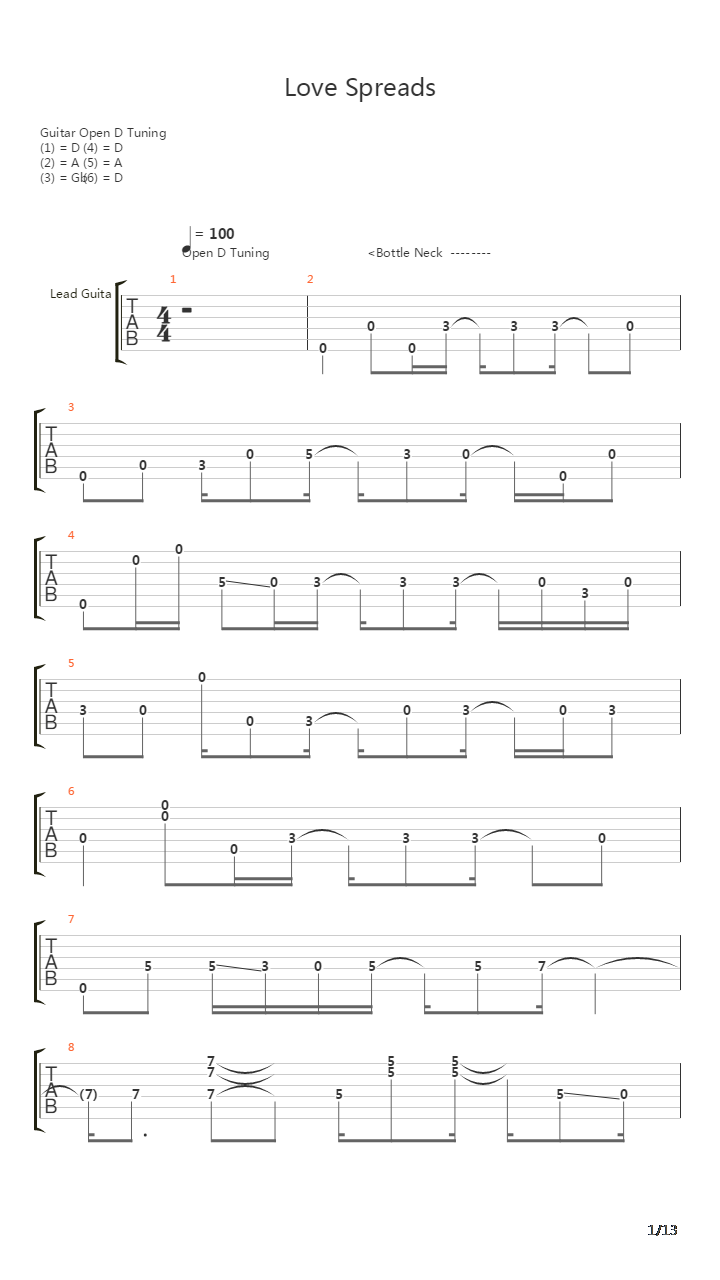 Love Spreads吉他谱