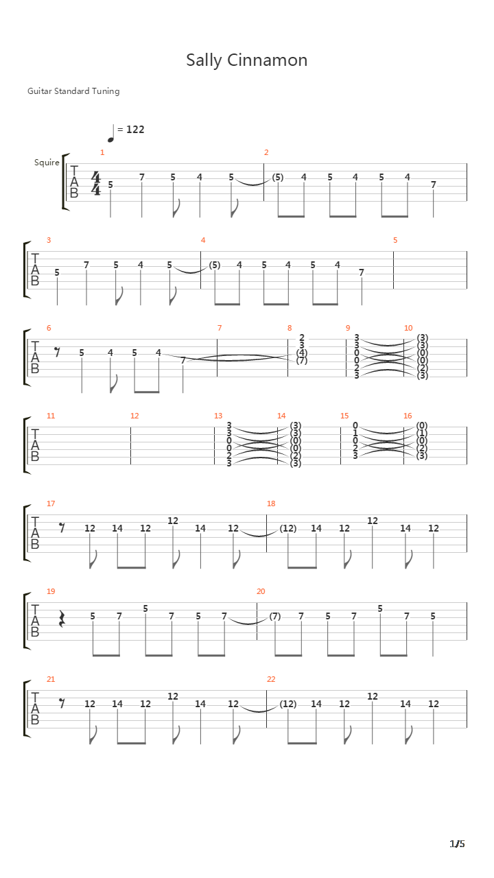 Sally Cinnamon吉他谱