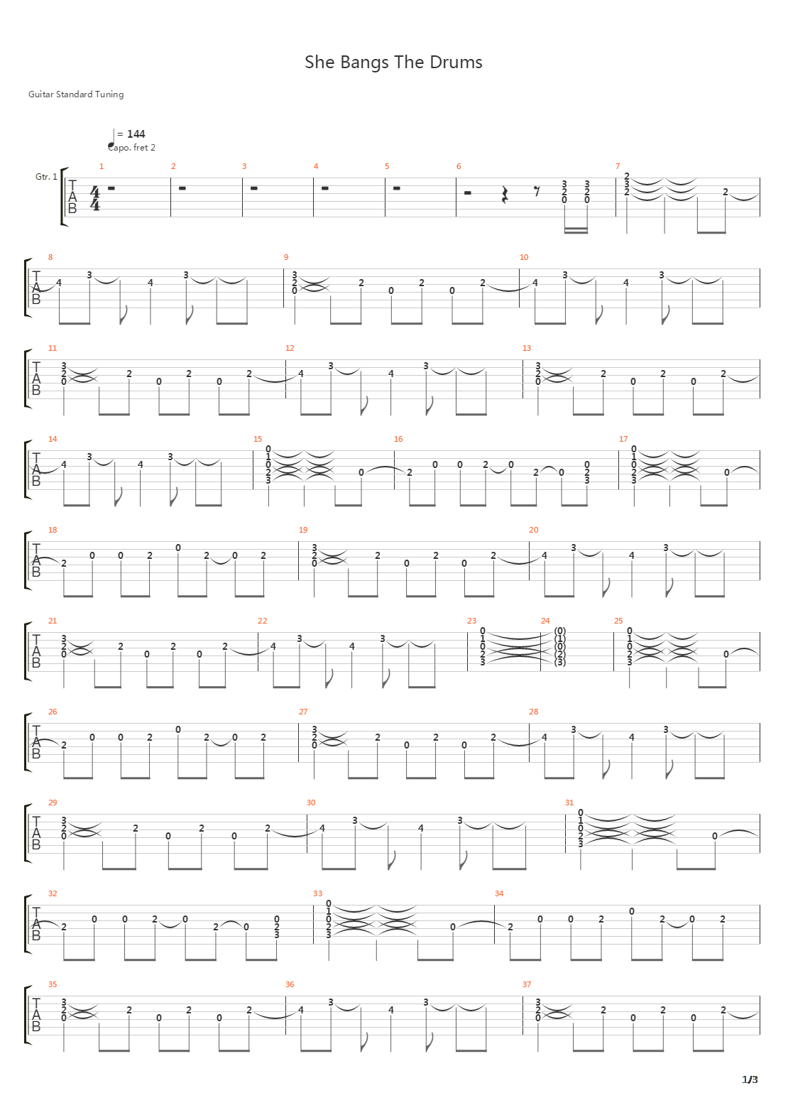 She Bangs The Drums吉他谱