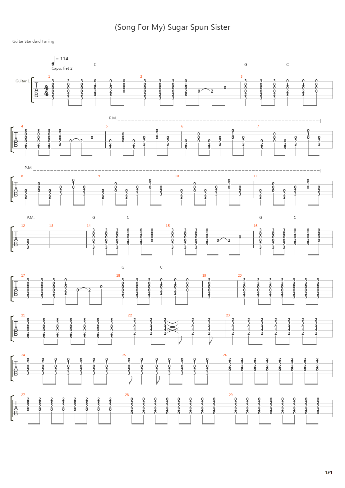 Song For My Sugar Spun Sister吉他谱