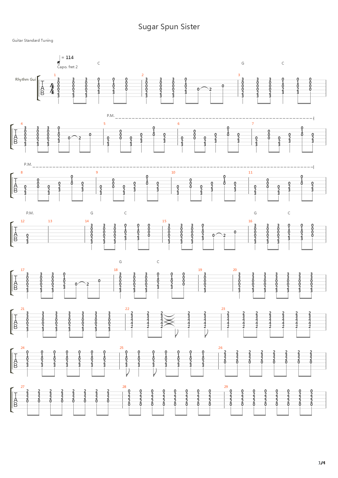 Sugar Spun Sister吉他谱