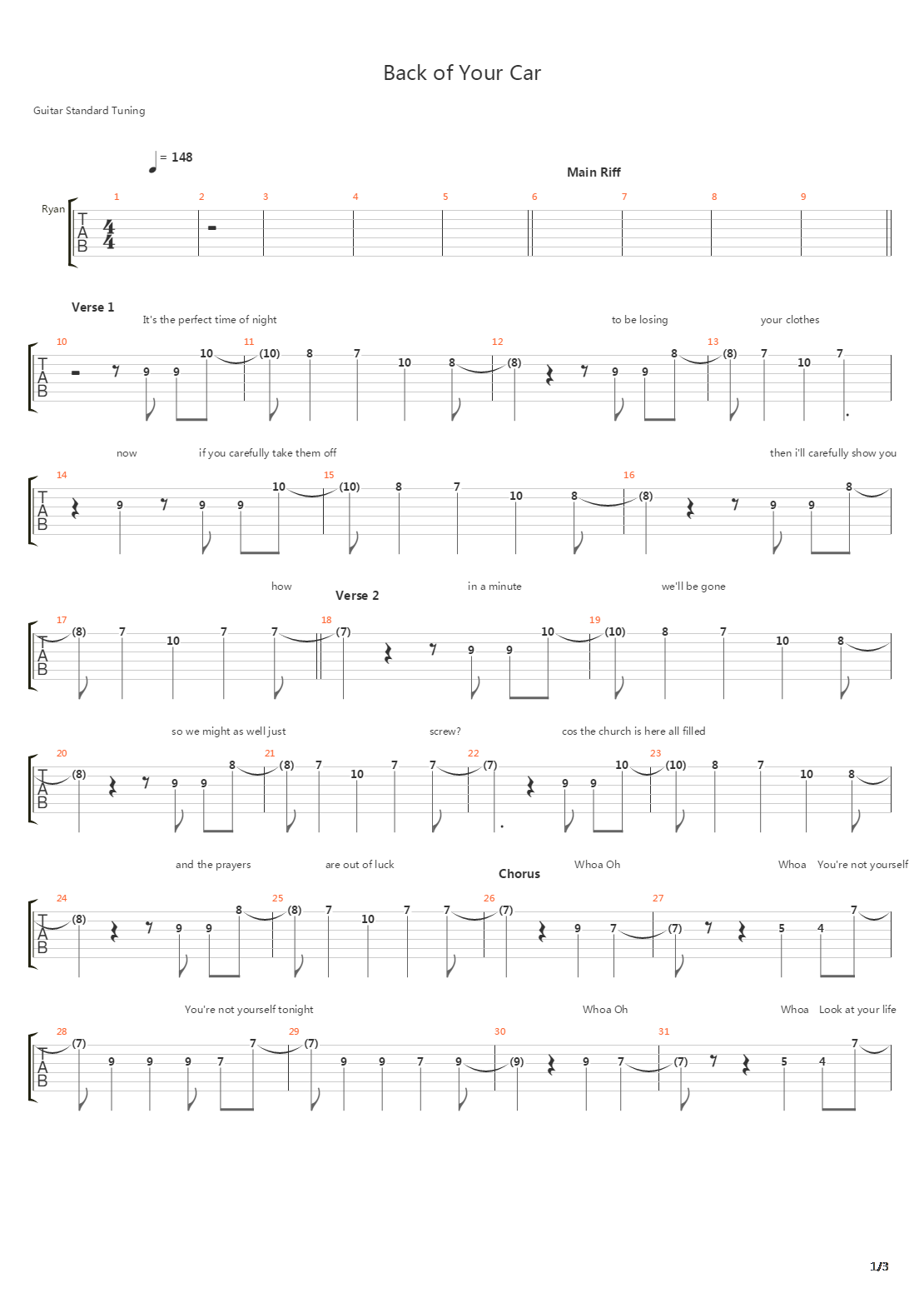 Back Of Your Car吉他谱