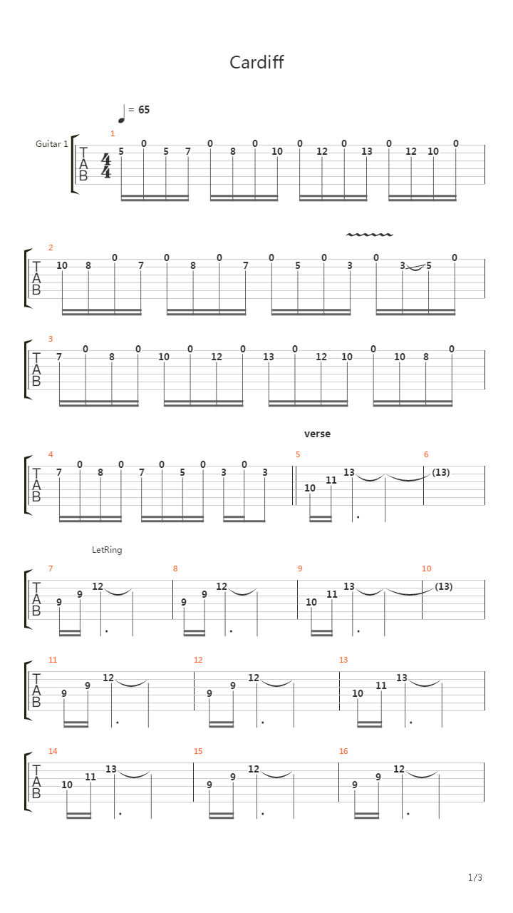 Cardiff吉他谱