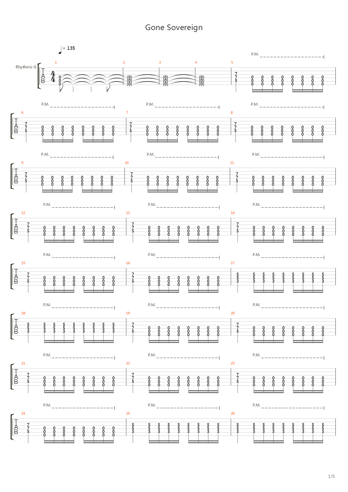 Gone Sovereign吉他谱