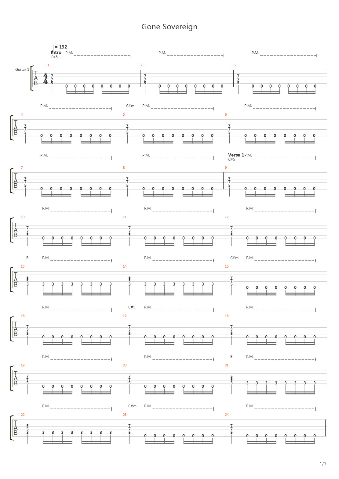 Gone Sovereign吉他谱