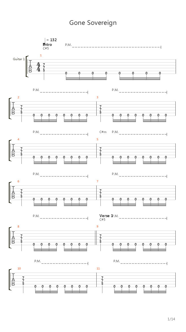 Gone Sovereign吉他谱