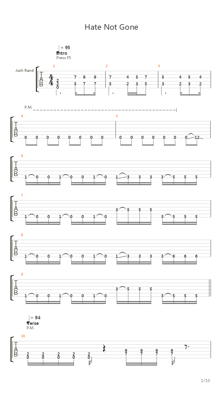 Hate Not Gone吉他谱