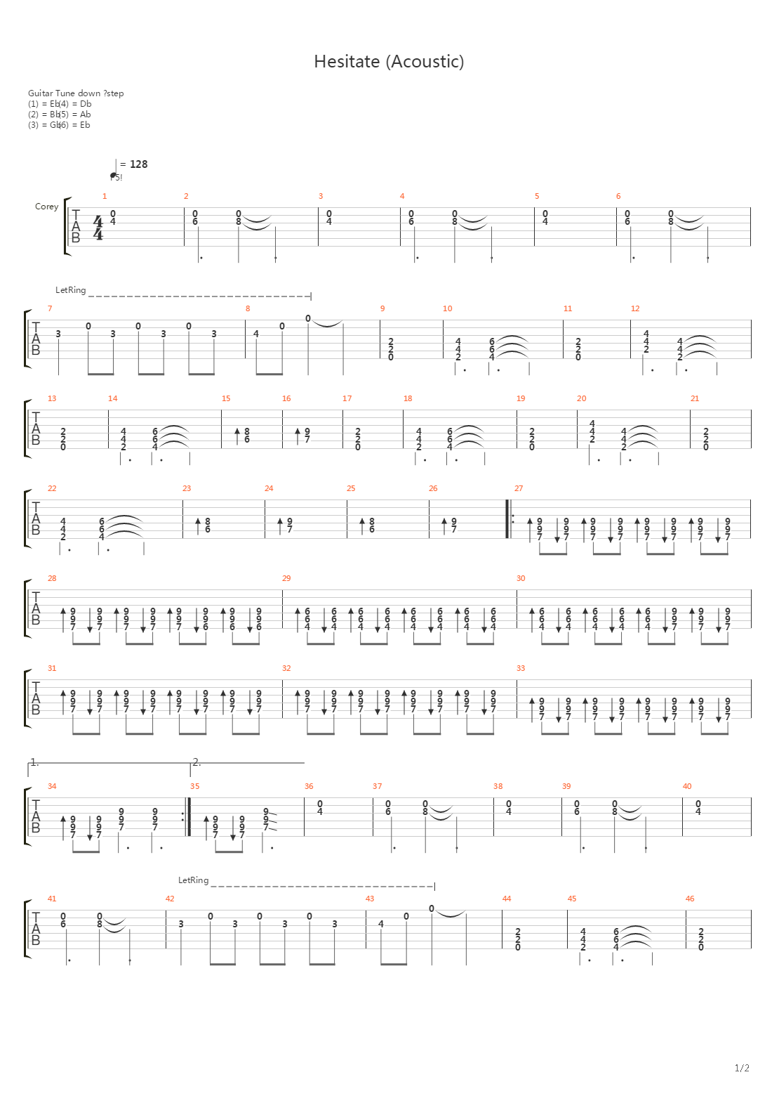 Hesitate吉他谱