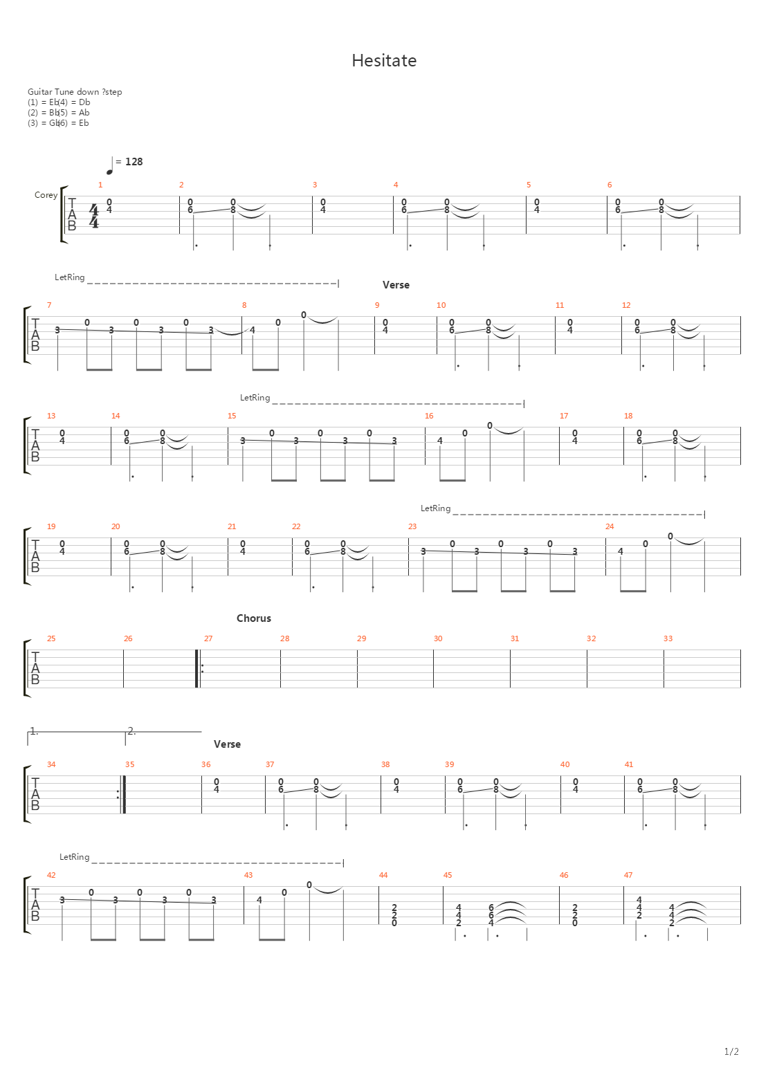 Hesitate吉他谱