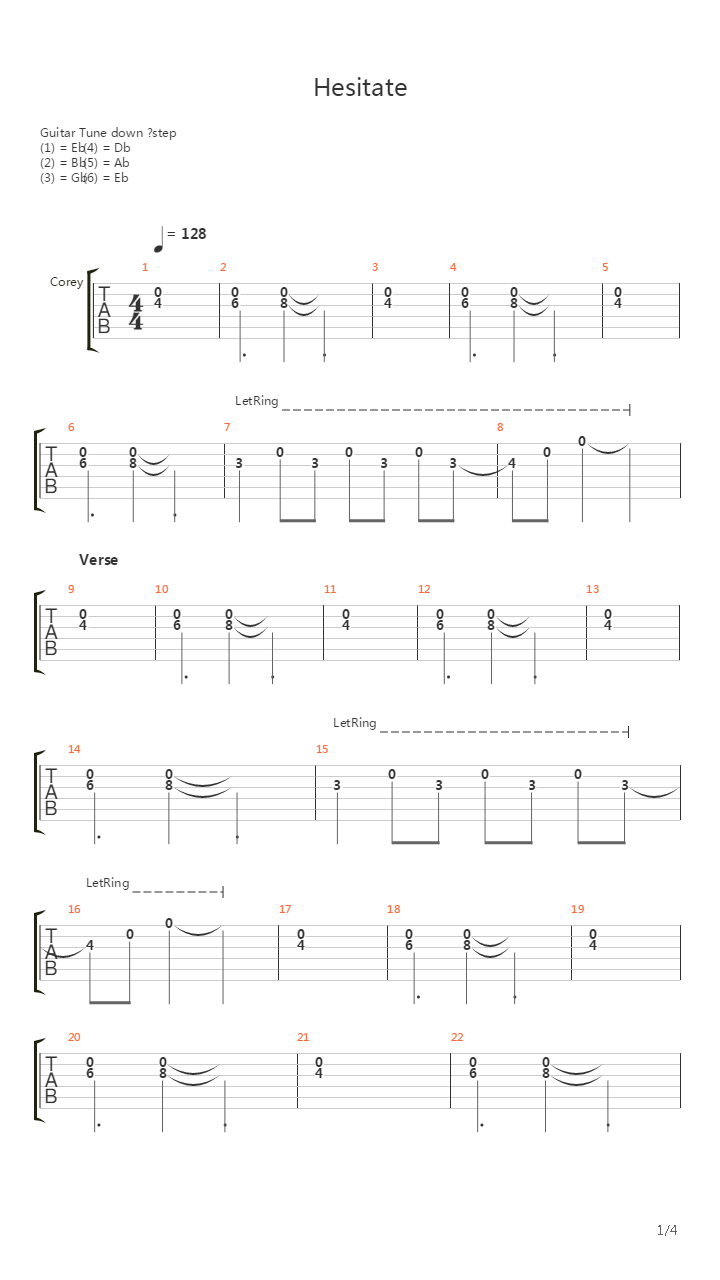Hesitate吉他谱