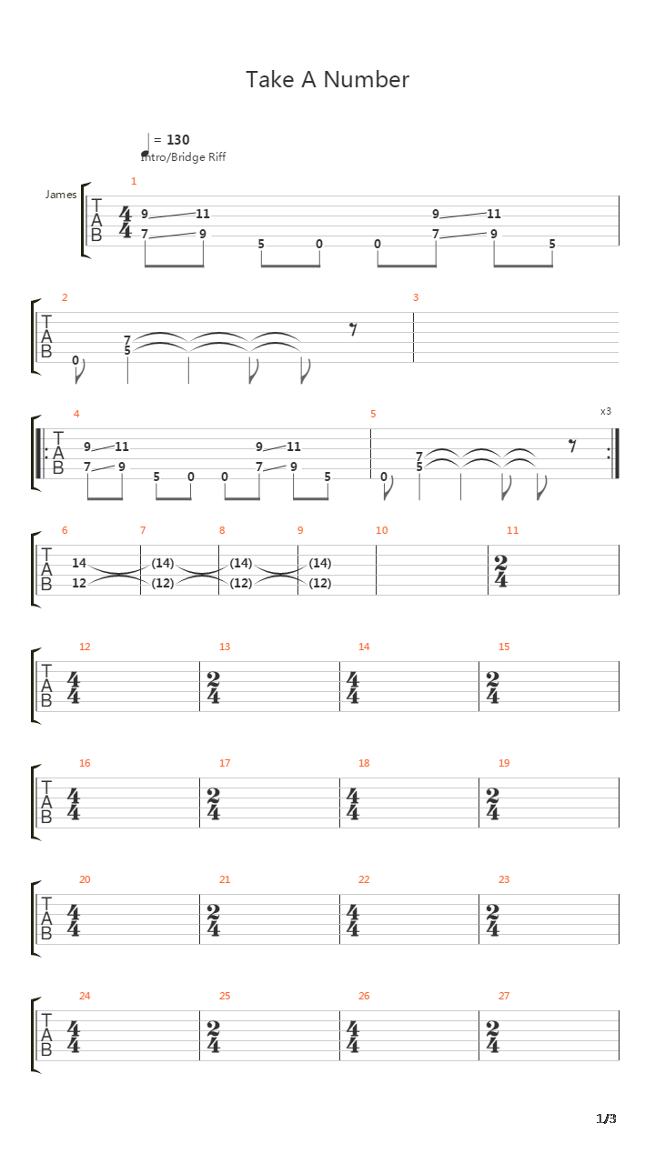Take A Number吉他谱
