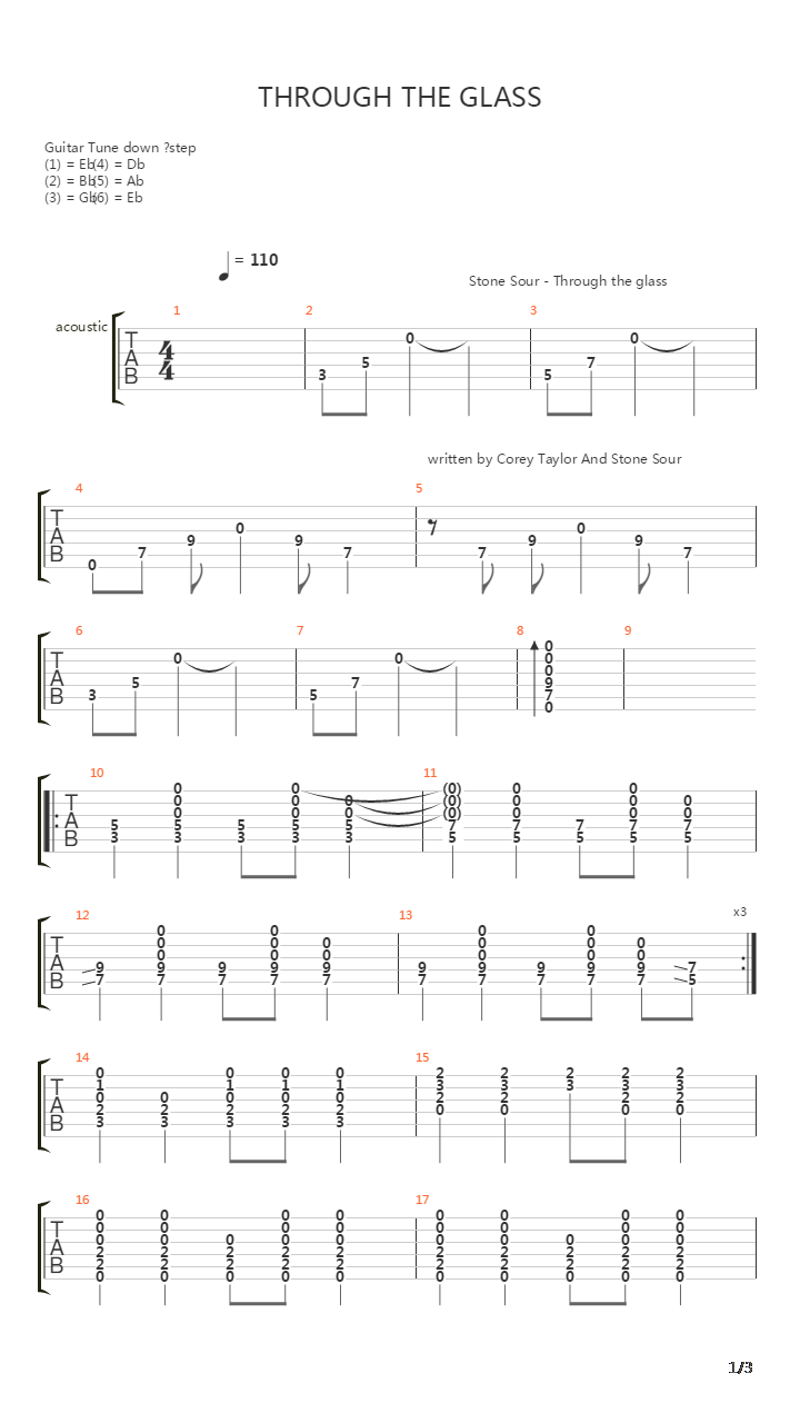 Through Glass吉他谱