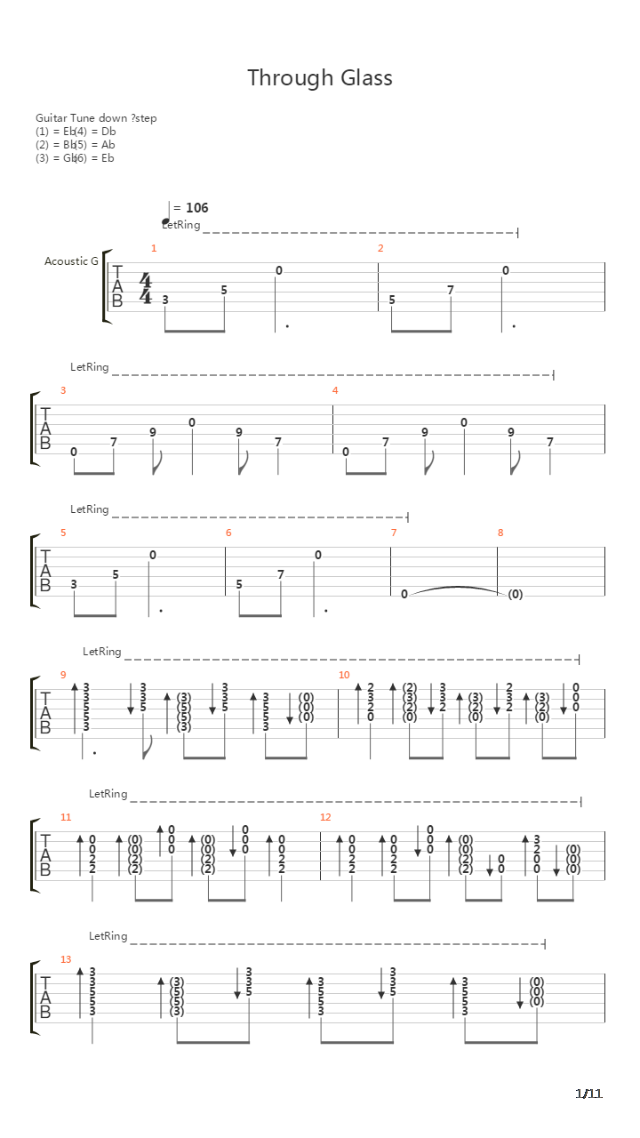 Through Glass吉他谱