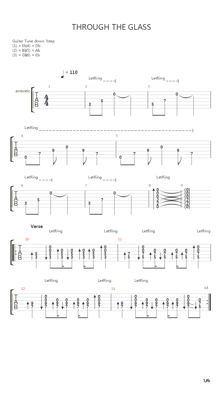 Through Glass吉他谱