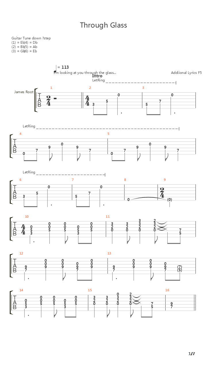 Through Glass吉他谱
