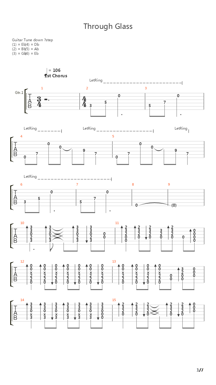 Through Glass吉他谱