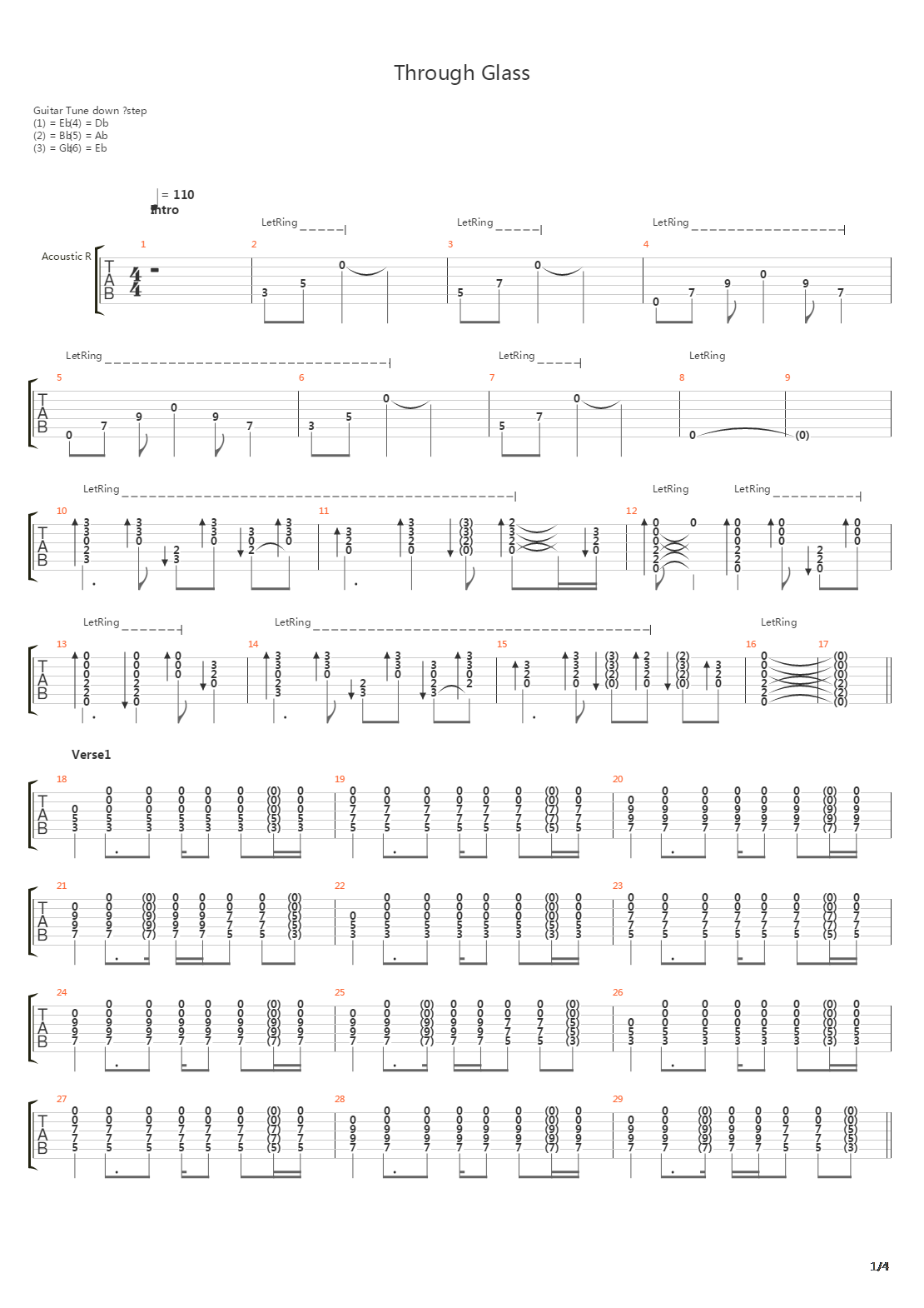 Through Glass吉他谱