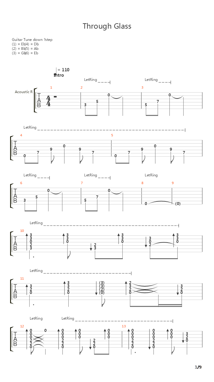 Through Glass吉他谱
