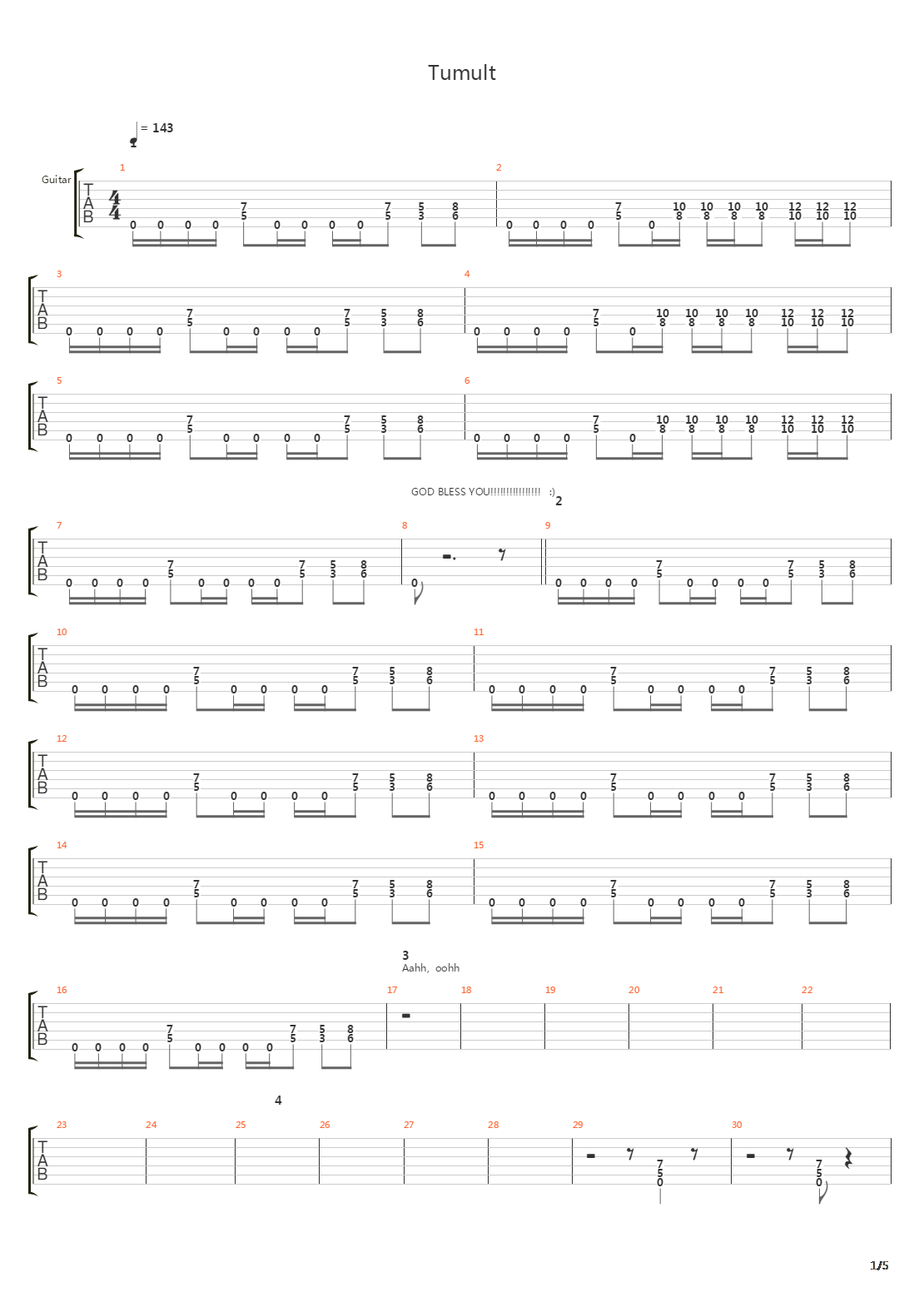 Tumult吉他谱