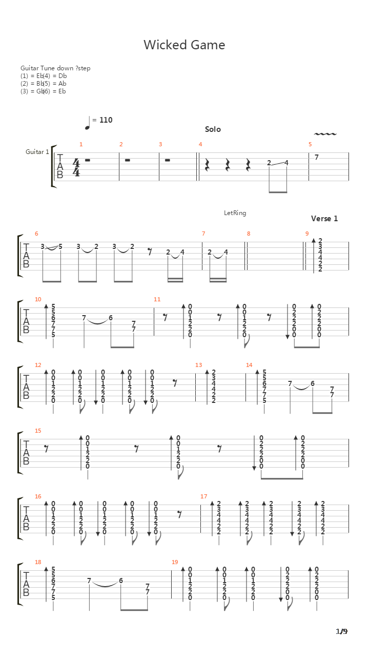Wicked Game吉他谱