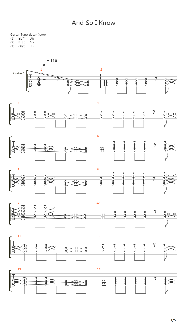 And So I Know吉他谱