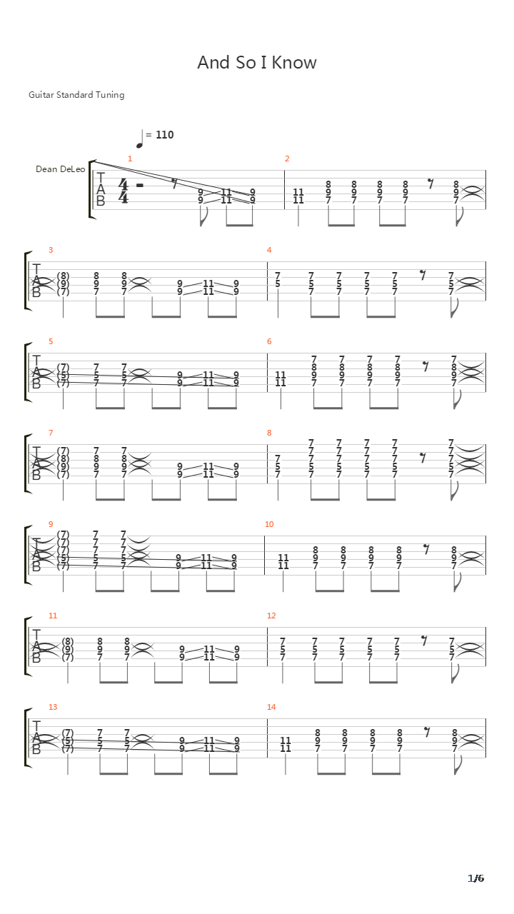 And So I Know吉他谱