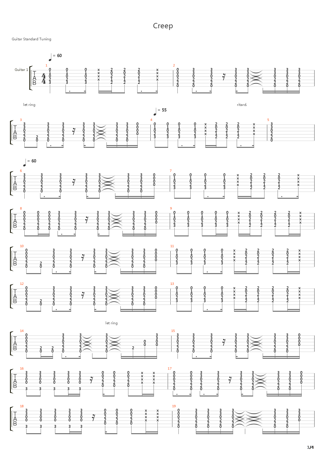 Creep吉他谱