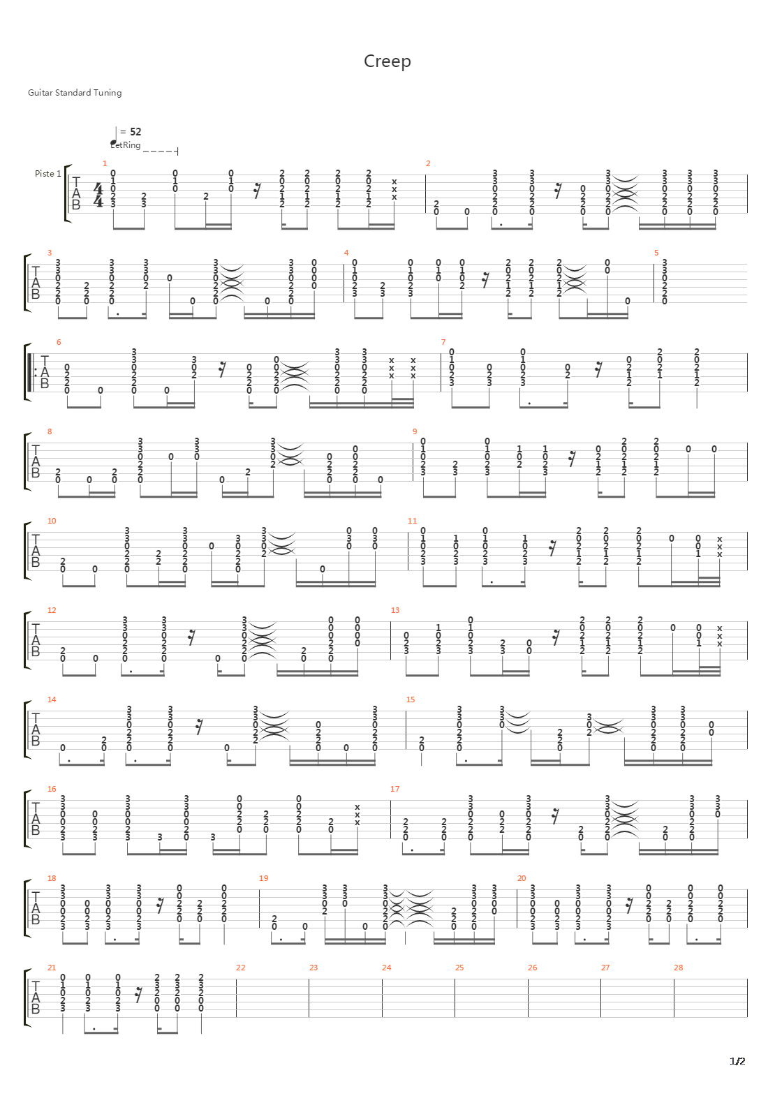 Creep吉他谱