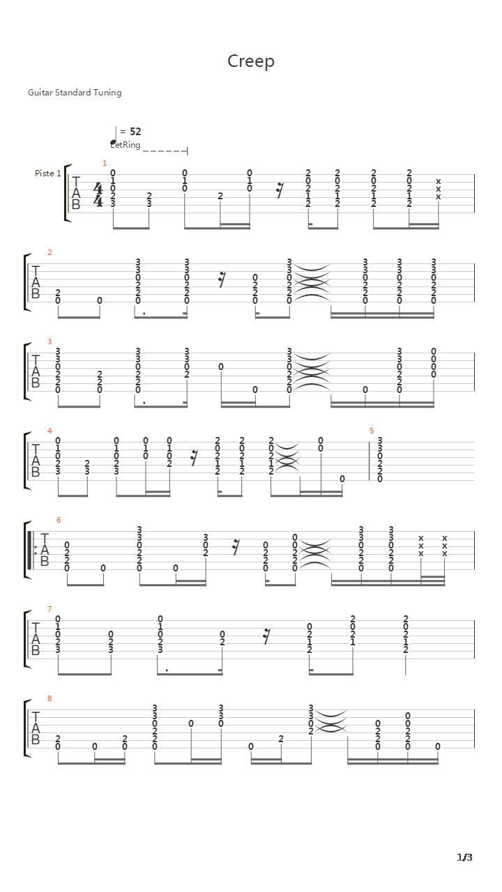 Creep吉他谱