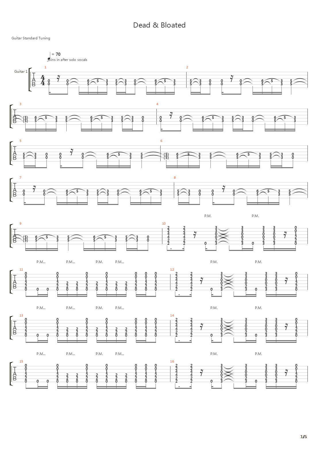 Dead And Bloated吉他谱
