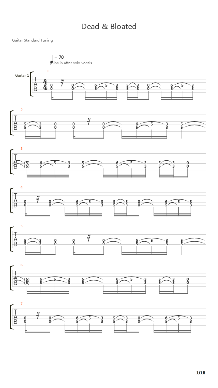 Dead And Bloated吉他谱